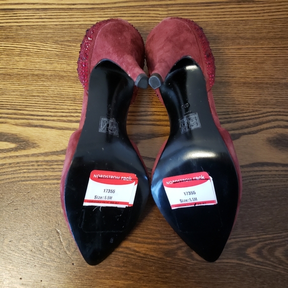 Pelle Moda Burgandy Suede Sparkle Dorsay Heel 5.5M - Picture 4 of 5